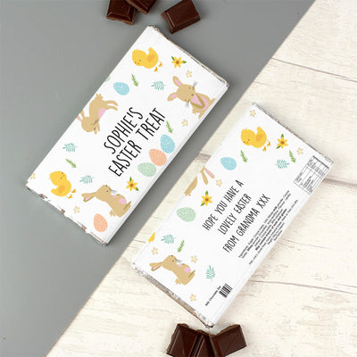 Personalised Easter Bunny & Chick Milk Chocolate Bar - Shop Personalised Gifts