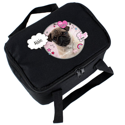 Personalised Rachael Hale Doodle Pug Black Insulated Lunch Bag - Shop Personalised Gifts