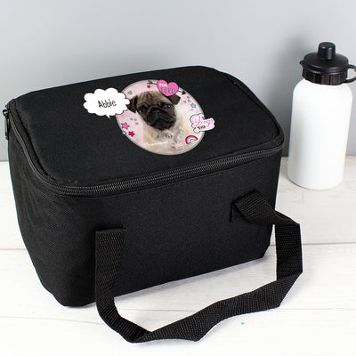 Personalised Rachael Hale Doodle Pug Black Insulated Lunch Bag - Shop Personalised Gifts