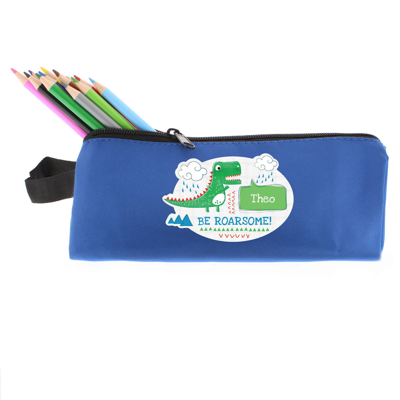 Personalised 'Be Roarsome' Dinosaur Blue Pencil Case - Shop Personalised Gifts