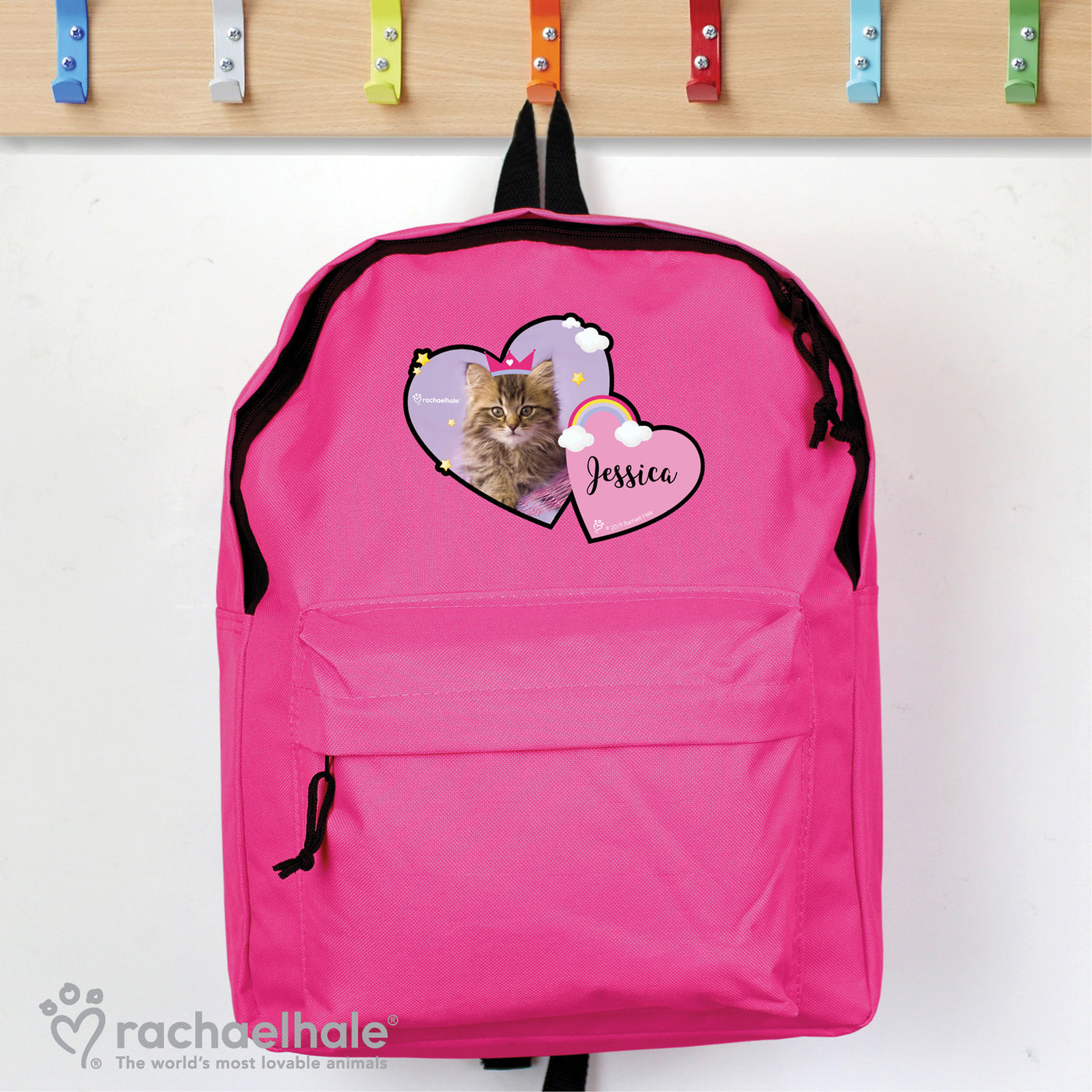 Personalised Rachael Hale Cute Cat Pink Backpack