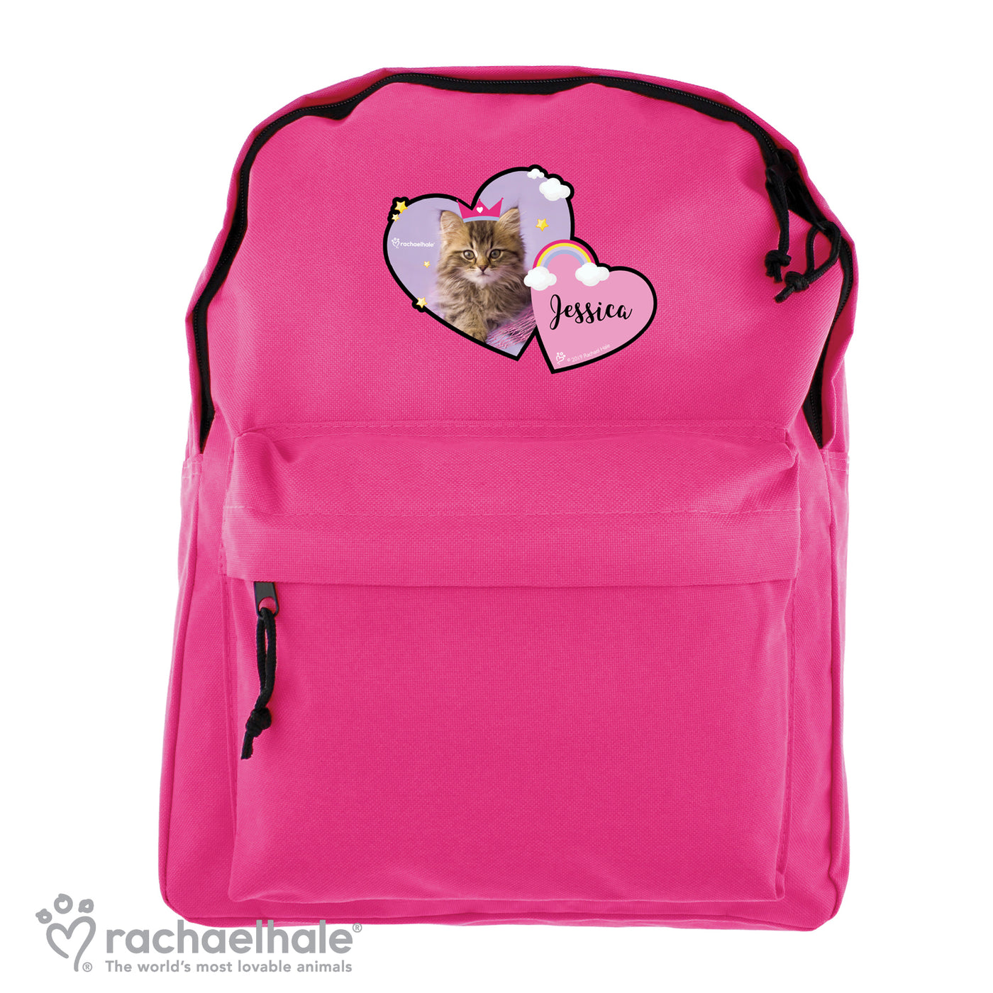 Personalised Rachael Hale Cute Cat Pink Backpack