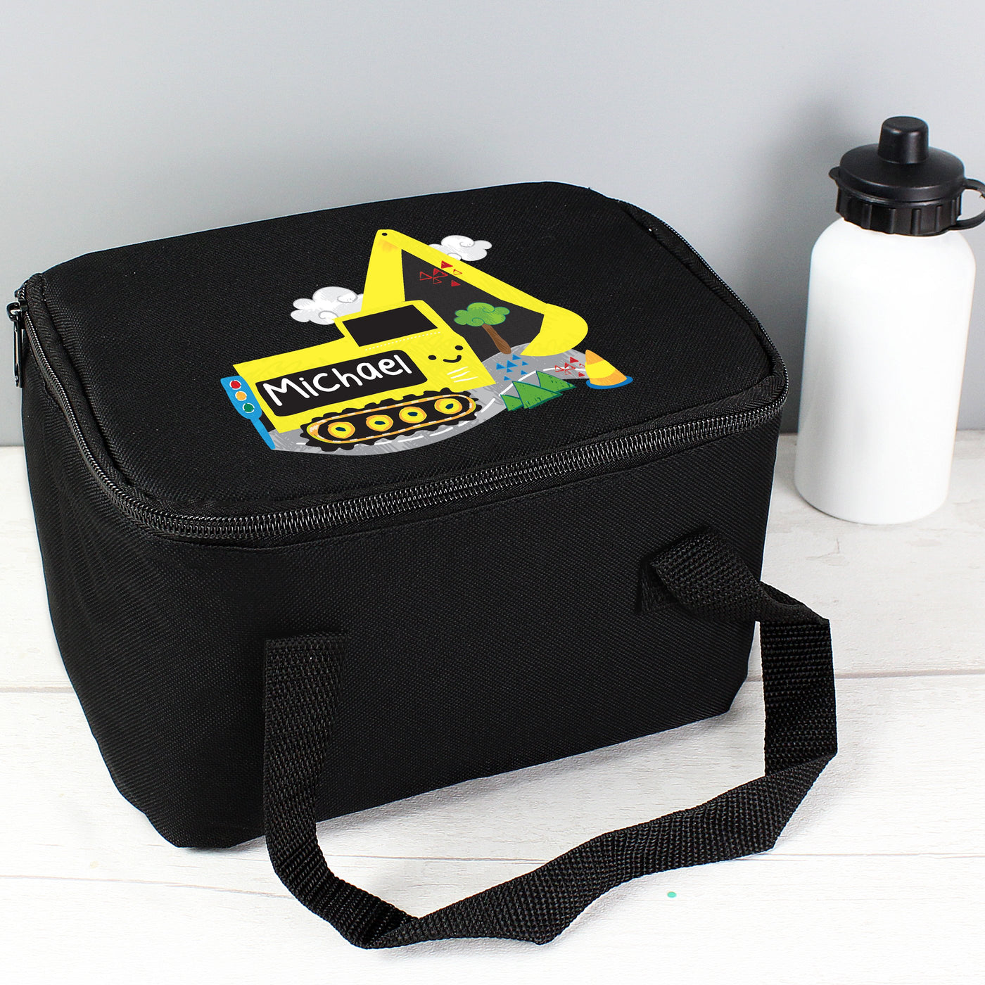 Personalised Digger Black Insulated Lunch Bag - Shop Personalised Gifts