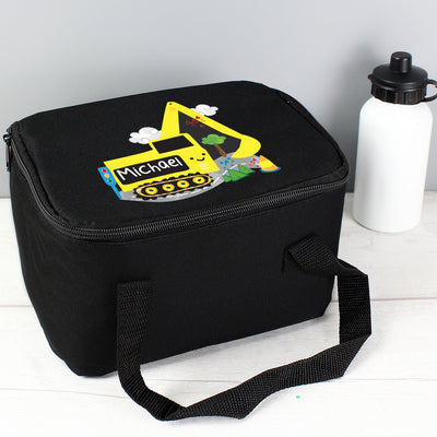 Personalised Digger Black Insulated Lunch Bag - Shop Personalised Gifts