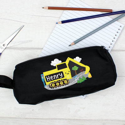 Personalised Digger Black Pencil Case - Shop Personalised Gifts