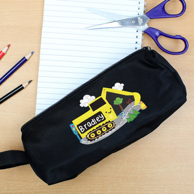 Personalised Digger Black Pencil Case - Shop Personalised Gifts