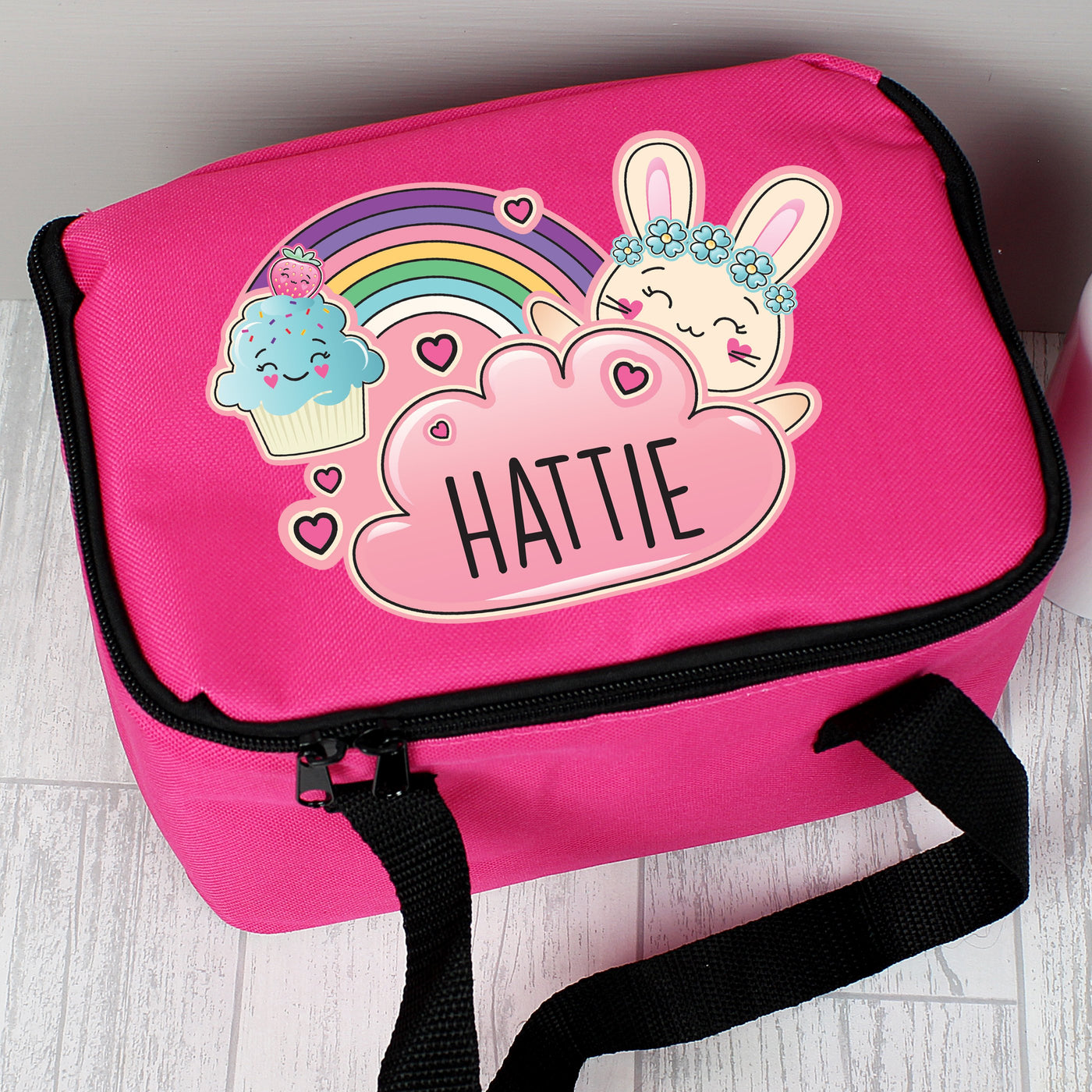 Personalised Cute Bunny Pink Insulated Lunch Bag - Shop Personalised Gifts