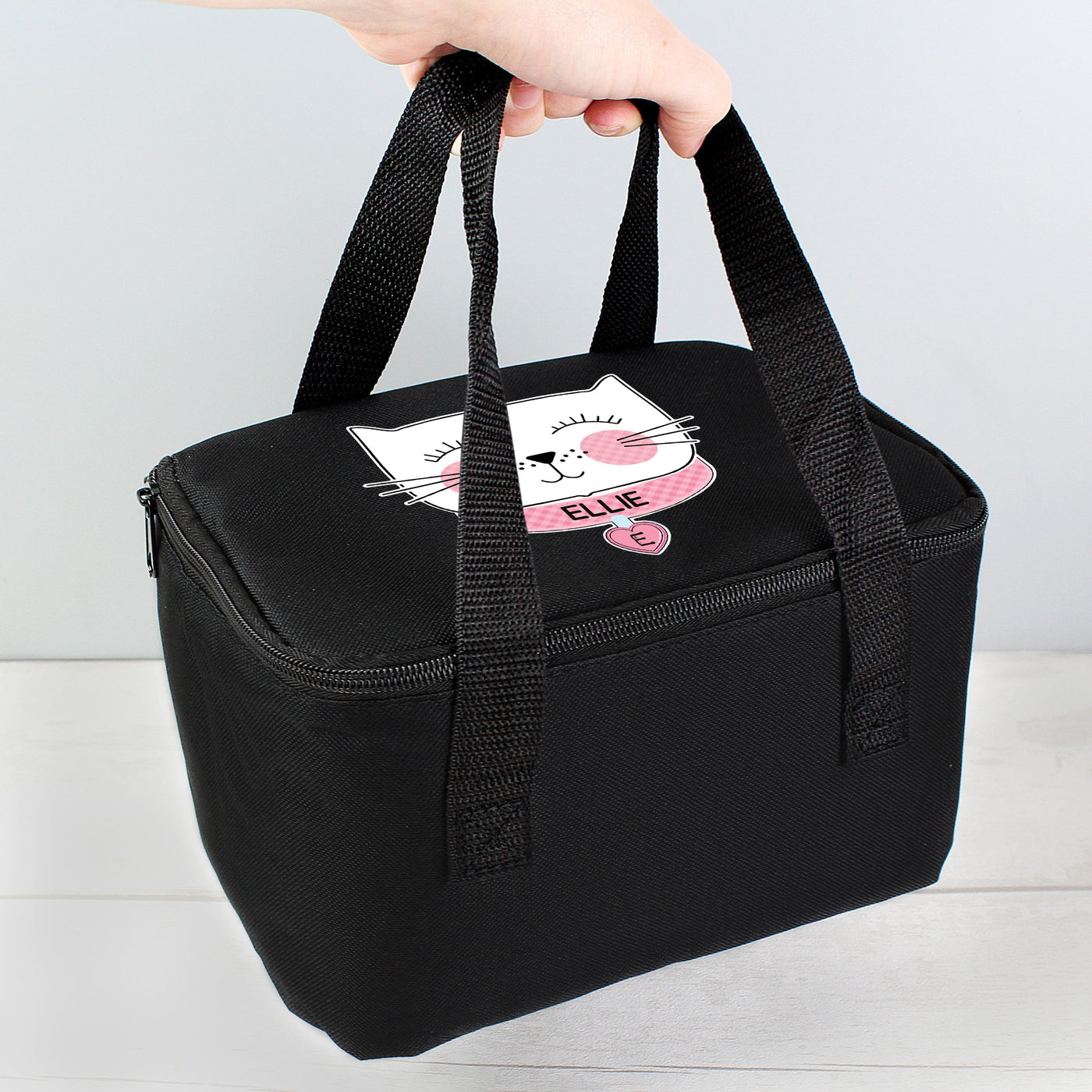 Personalised Cute Cat Black Insulated Lunch Bag - Shop Personalised Gifts