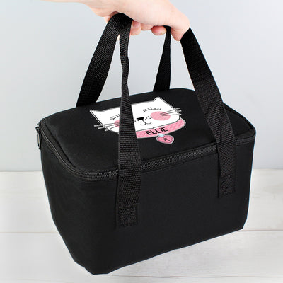 Personalised Cute Cat Black Insulated Lunch Bag - Shop Personalised Gifts