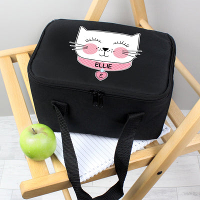 Personalised Cute Cat Black Insulated Lunch Bag - Shop Personalised Gifts