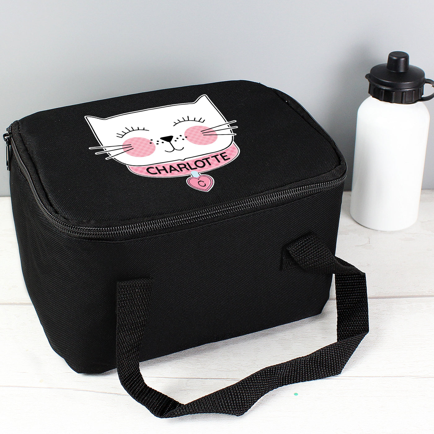 Personalised Cute Cat Black Insulated Lunch Bag - Shop Personalised Gifts