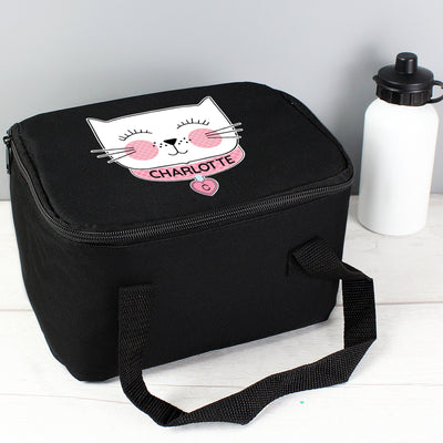 Personalised Cute Cat Black Insulated Lunch Bag - Shop Personalised Gifts