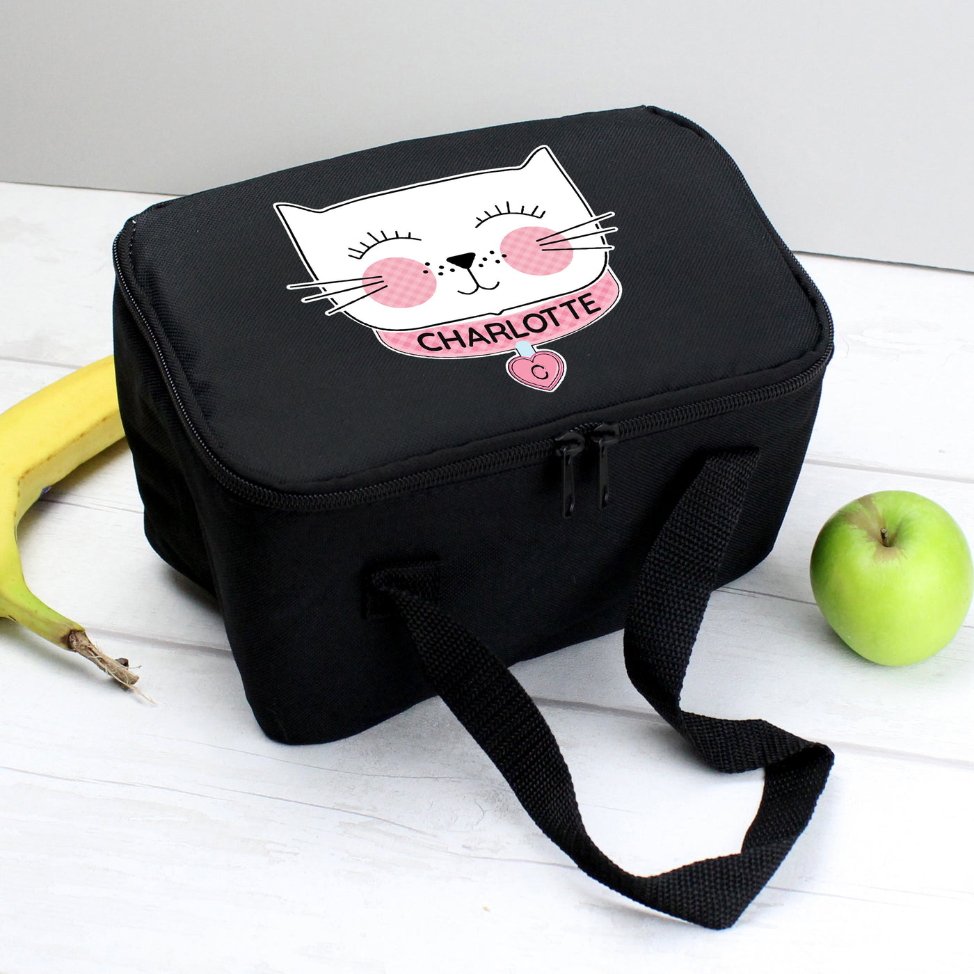 Personalised Cute Cat Black Insulated Lunch Bag - Shop Personalised Gifts