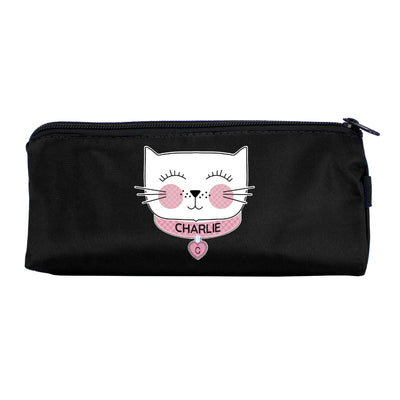 Personalised Cute Cat Black Pencil Case - Shop Personalised Gifts