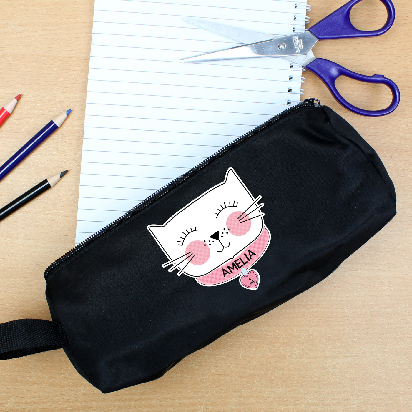 Personalised Cute Cat Black Pencil Case - Shop Personalised Gifts