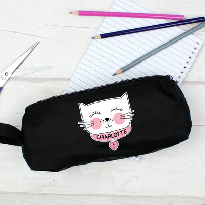 Personalised Cute Cat Black Pencil Case - Shop Personalised Gifts