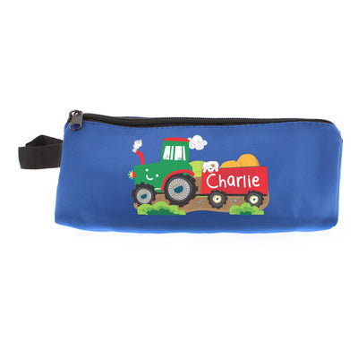 Personalised Tractor Blue Pencil Case - Shop Personalised Gifts