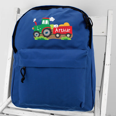 Personalised Tractor Blue Backpack - Shop Personalised Gifts