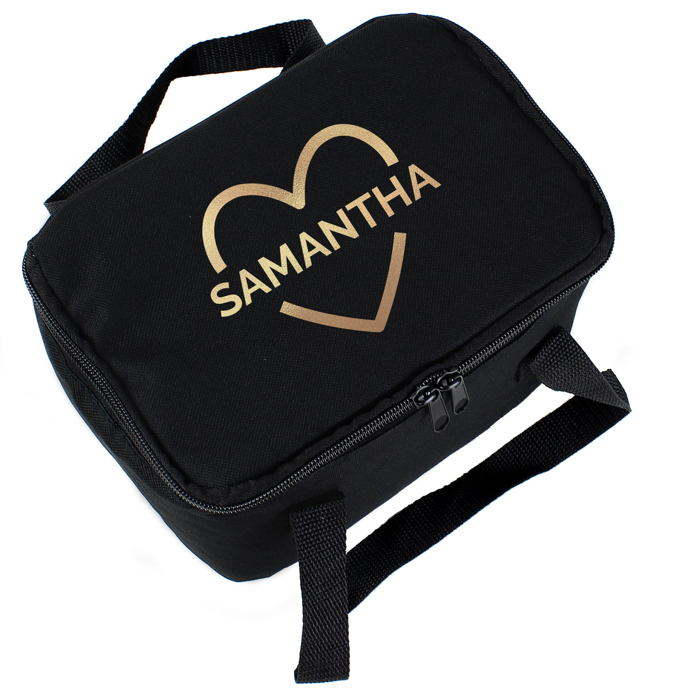 Personalised Gold Heart Black Insulated Lunch Bag - Shop Personalised Gifts