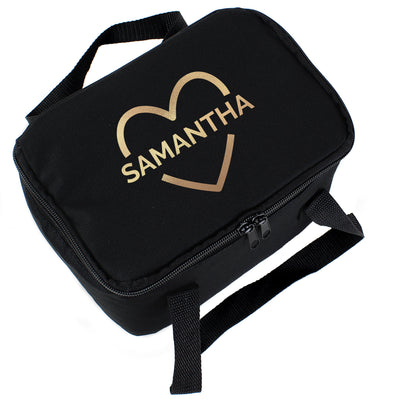 Personalised Gold Heart Black Insulated Lunch Bag - Shop Personalised Gifts