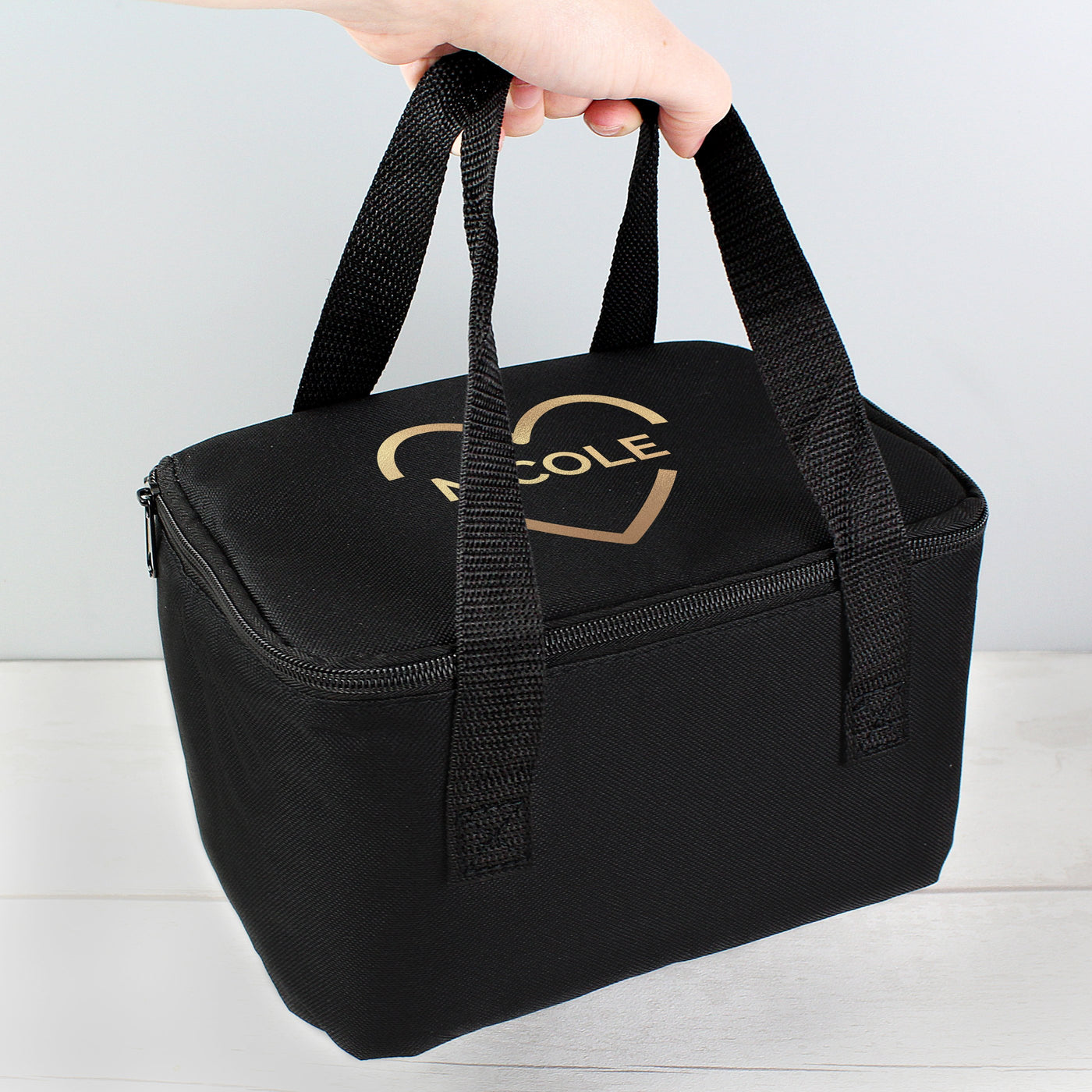 Personalised Gold Heart Black Insulated Lunch Bag - Shop Personalised Gifts