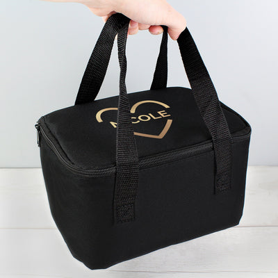 Personalised Gold Heart Black Insulated Lunch Bag - Shop Personalised Gifts