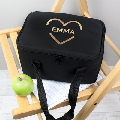 Personalised Gold Heart Black Insulated Lunch Bag - Shop Personalised Gifts