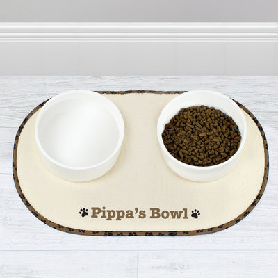 Personalised Brown Paw Print Pet Bowl Placemat - Shop Personalised Gifts