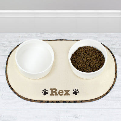 Personalised Brown Paw Print Pet Bowl Placemat - Shop Personalised Gifts