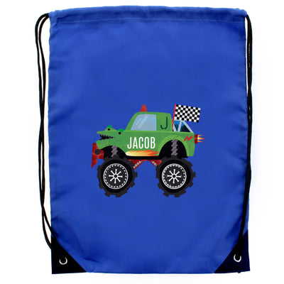 Personalised Monster Truck Blue Kit Bag - Shop Personalised Gifts