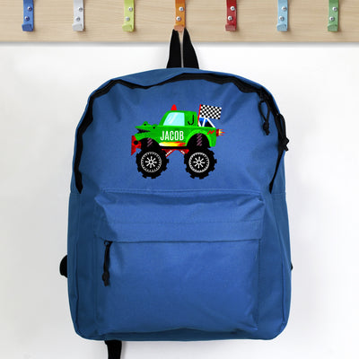 Personalised Monster Truck Blue Backpack - Shop Personalised Gifts