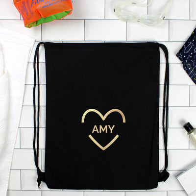 Personalised Gold Heart Swim & Kit Bag - Shop Personalised Gifts