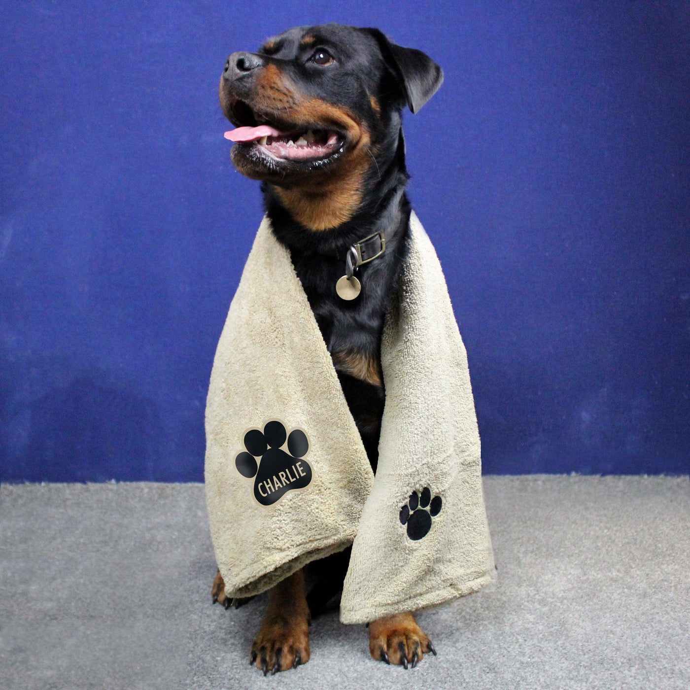 Personalised Paw Print Brown Microfiber Pet Towel - Shop Personalised Gifts