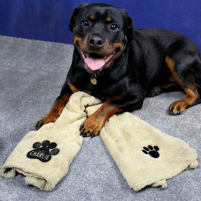 Personalised Paw Print Brown Microfiber Pet Towel - Shop Personalised Gifts