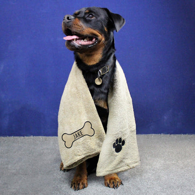 Personalised Bone Brown Microfiber Pet Towel - Shop Personalised Gifts
