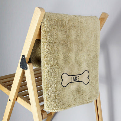 Personalised Bone Brown Microfiber Pet Towel - Shop Personalised Gifts