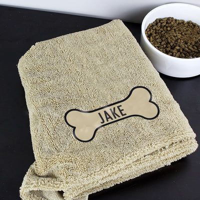Personalised Bone Brown Microfiber Pet Towel - Shop Personalised Gifts