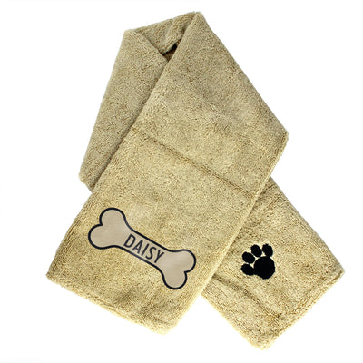 Personalised Bone Brown Microfiber Pet Towel - Shop Personalised Gifts