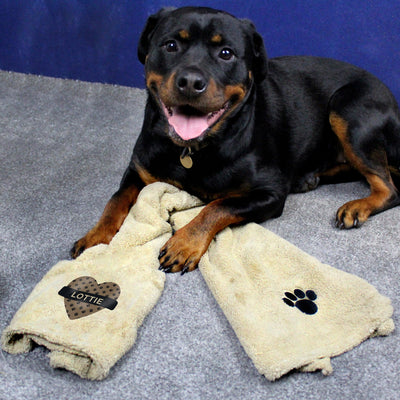 Personalised Heart Brown Microfiber Pet Towel - Shop Personalised Gifts