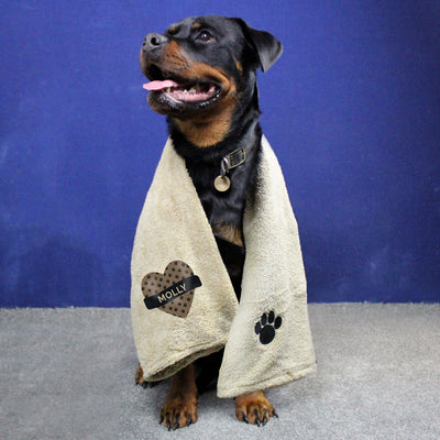Personalised Heart Brown Microfiber Pet Towel - Shop Personalised Gifts