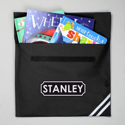 Personalised Name Only Black Book Bag - Shop Personalised Gifts