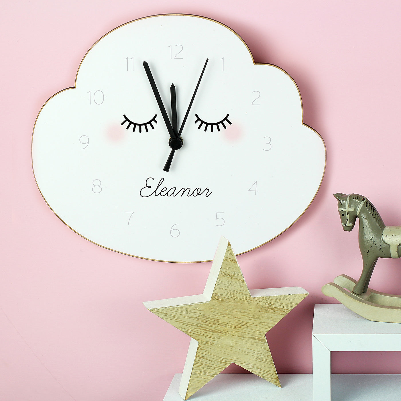 Personalised Eyelash Cloud Shape Wooden Clock - Shop Personalised Gifts