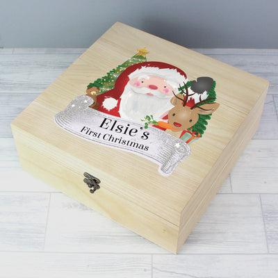 Personalised Colourful Santa Large Wooden Christmas Eve Box - Shop Personalised Gifts