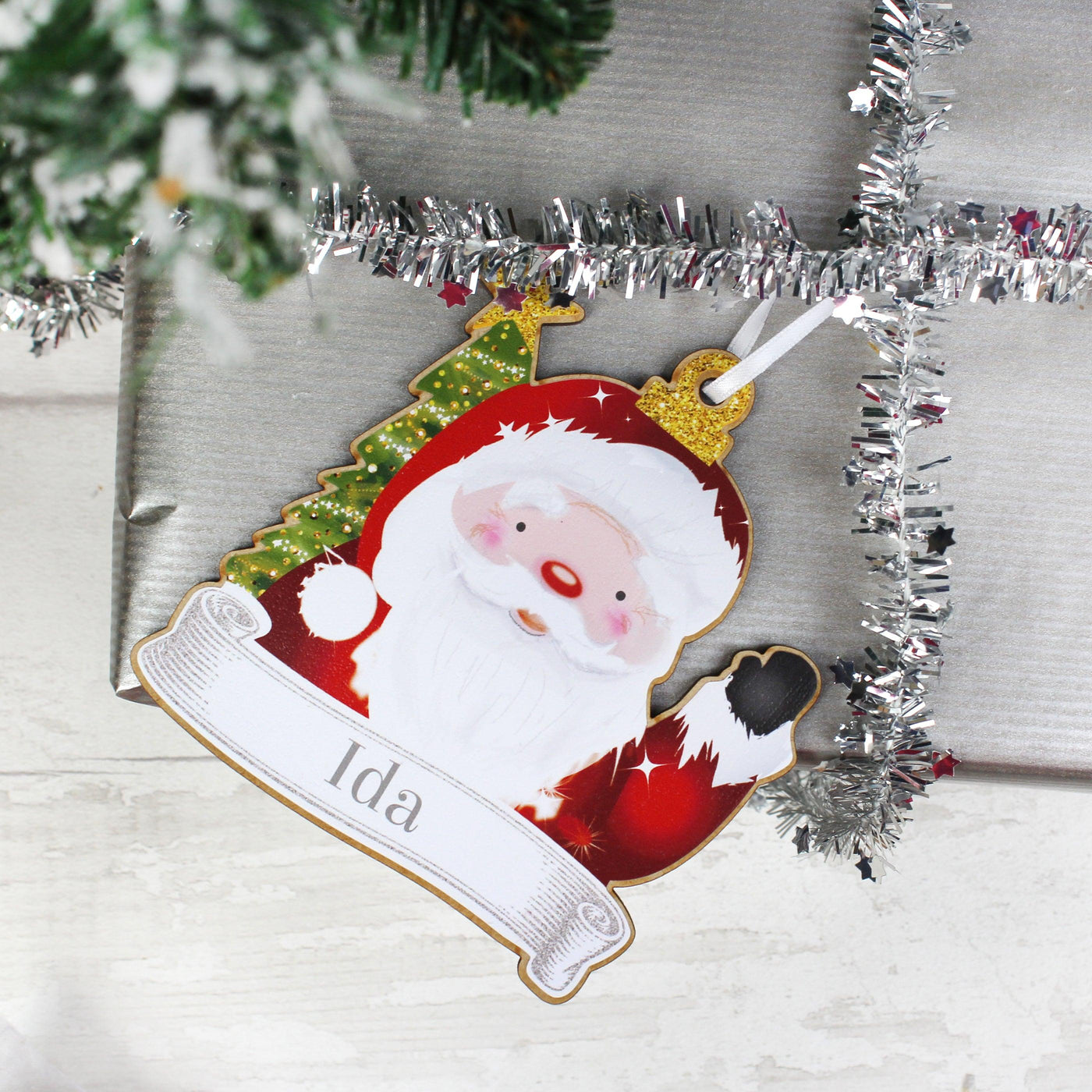 Personalised Set of Four Colourful Christmas Characters Wooden Hanging Decorations - Shop Personalised Gifts
