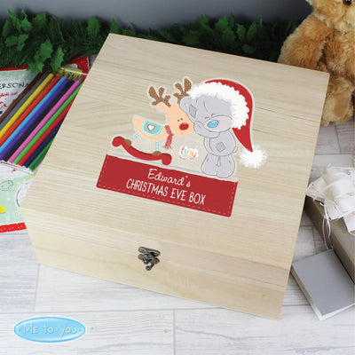 Personalised Tiny Tatty Teddy Large Wooden Christmas Eve Box - By Me To You - Shop Personalised Gifts