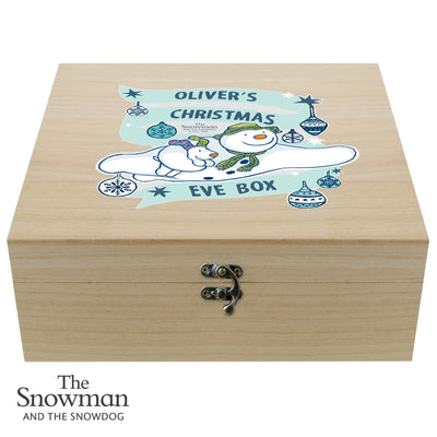 Personalised The Snowman and the Snowdog Large Wooden Christmas Eve Box