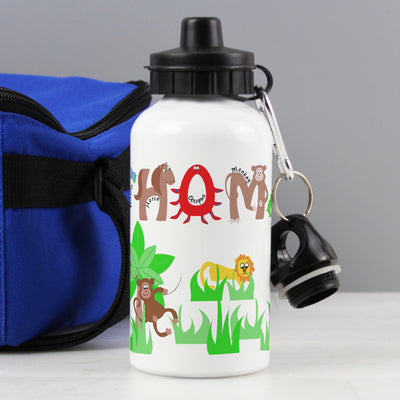 Personalised Blue Animal Alphabet Drinks Bottle