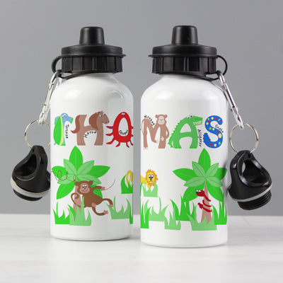 Personalised Blue Animal Alphabet Drinks Bottle