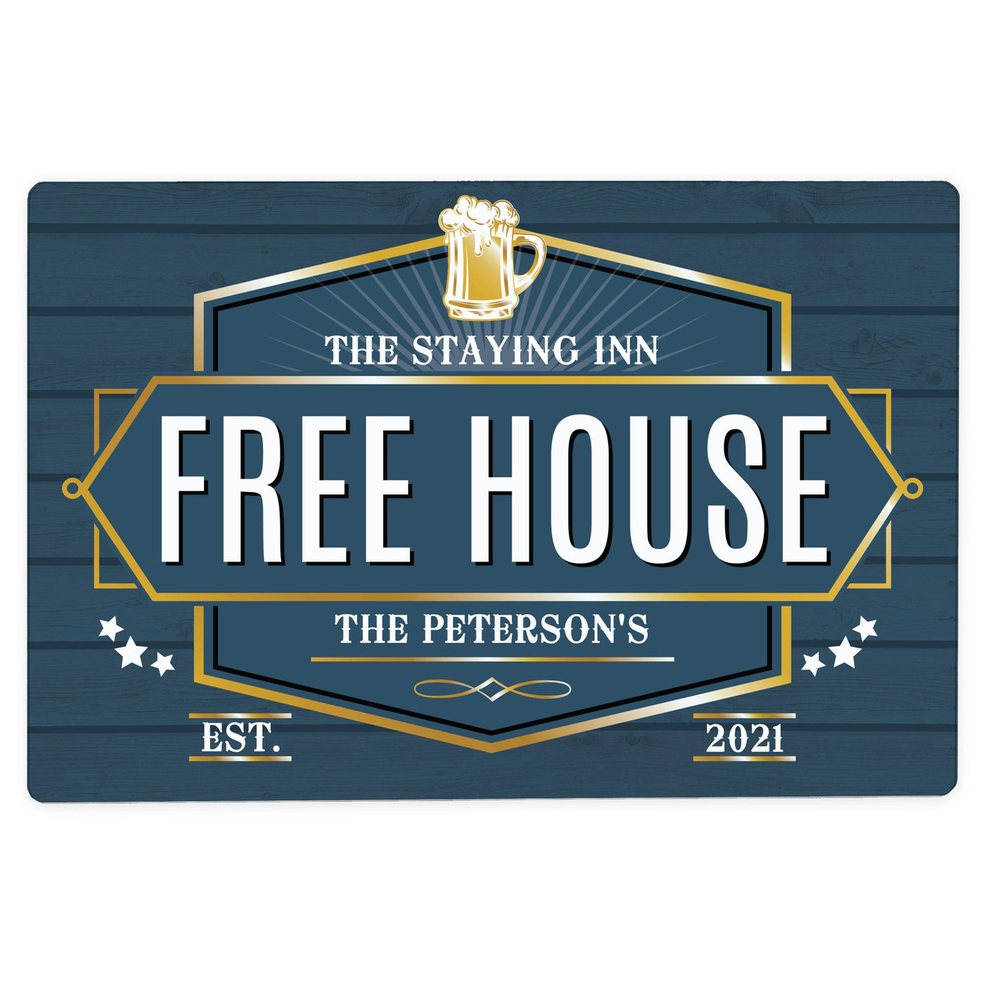 Personalised Free House Blue Metal Sign - Shop Personalised Gifts