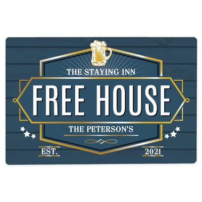 Personalised Free House Blue Metal Sign - Shop Personalised Gifts